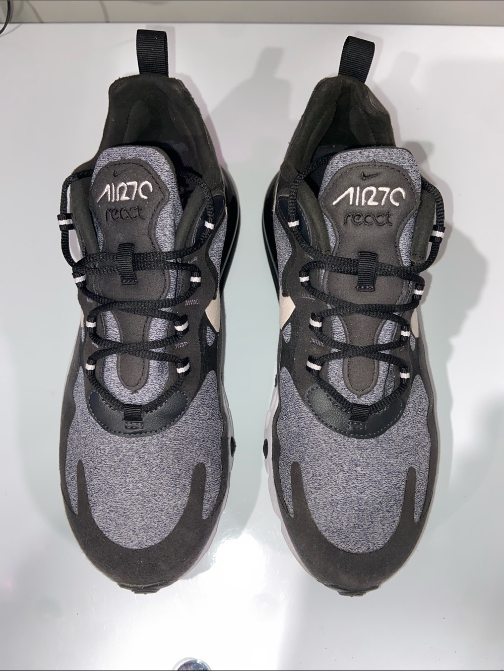 Nike Air270 React Black and Grey Athletic Sneakers